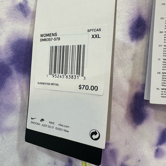 Woman’s Nike NWT White and Purple Tie-Dye sweatshirt xxl - Picture 3 of 5